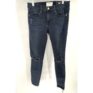 Frame Denim Womens Le Skinny‎ de Jeanne Jeans Black Size 28 Distressed Stretch